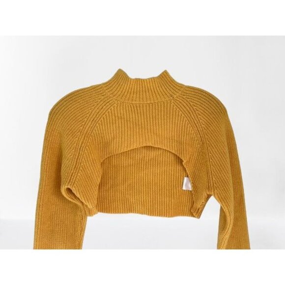 Anthropologie Knitted Cropped Sweater Pullover Yellow Size XSmall - Picture 3 of 7